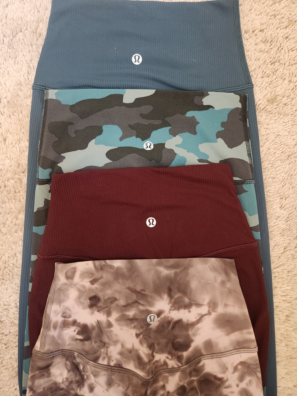 lululemon athletica Leggings Set in Teal, Camo, Burgundy & Brown Tie-Dye
